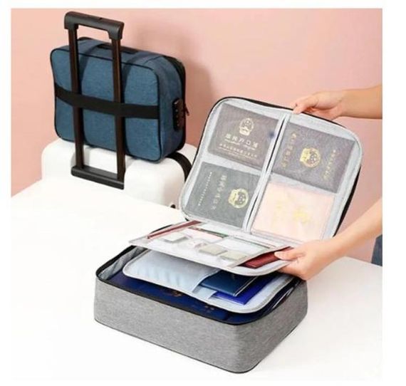 Органайзер-папка для документів із кодовим замком Сіра з кріплення на валізу водонепроникна | Зображення 3