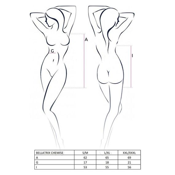 Сорочка сукя під латекс зі шнурівкою BELLATRIX CHEMISE black - Passion, трусики, 2XL/3XL | Зображення 2