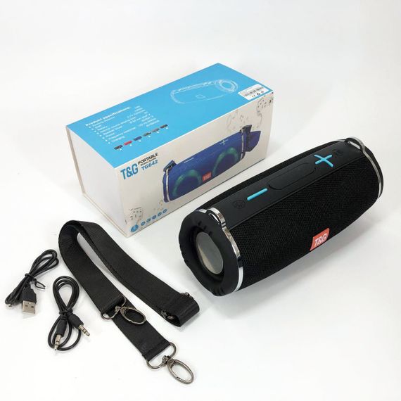 Портативна колонка TG642 з RGB підсвічуванням та ремінцем, акумуляторна колонка для музики. Колір: чорний | Зображення 4