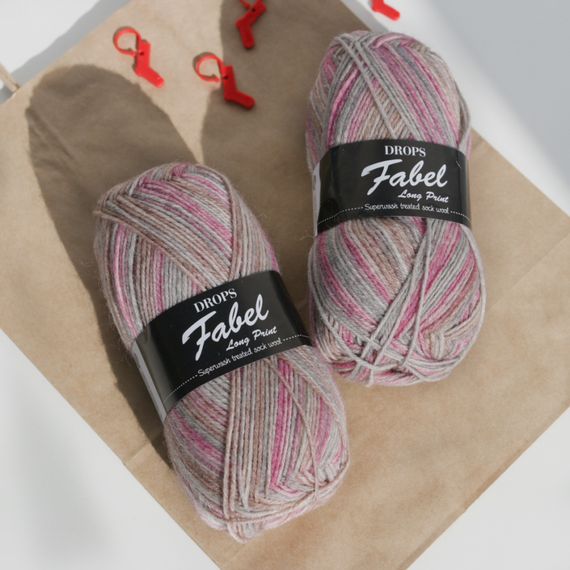 Drops Fabel - Long print, 623 Rose mist