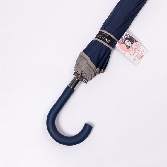 Класична парасолька-тростина з чохлом напівавтомат з поліестеру міцна надійна 12 спиць діаметр 120 см Сірий HP-23-16G | Зображення 4