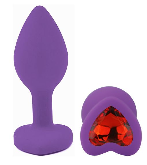 Силіконова анальна пробка EGZO - Silicone Violet Heart Plug Red, size S Sex Aura | Зображення 1