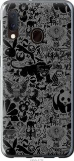 Чехол на Samsung Galaxy A20e A202F Чёрно-серый стикер бомбинг из пластика FCh_011115