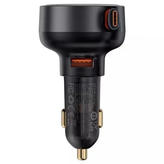 АЗП Baseus Enjoyment Pro PD60W+QC3.0 with retractable cable (1USB-A/1C) (C000578) Cluster Black | Зображення 4