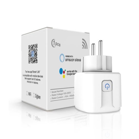 Розетка розумна SMART Tuya WiFi 4400Вт 20А з лічильником електроенергії та підключенням до телефону