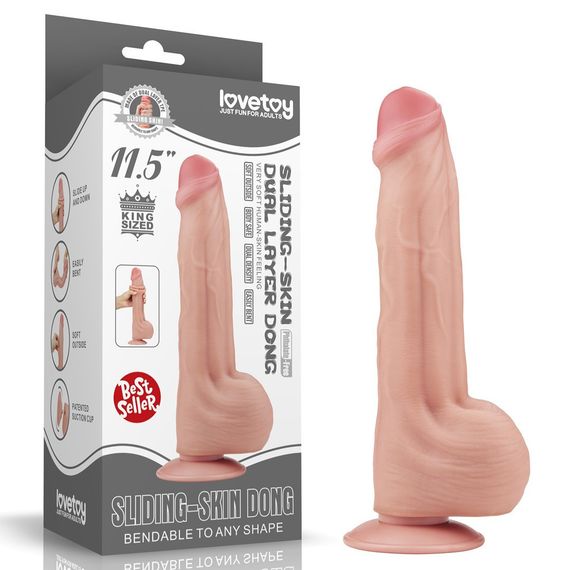 Фаллоимитатор 11.5'' King Sized Sliding Skin Dual Layer Dong Sex Aura | Зображення 1