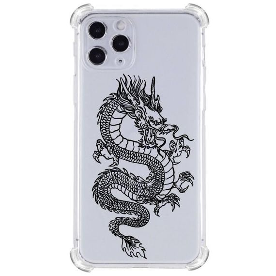 Прозорий протиударний чохол для iPhone 11 pro З принтом: Дракон