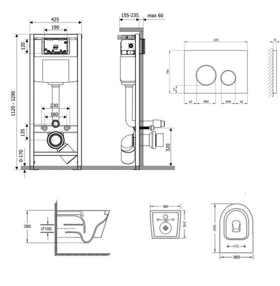Набір Qtap Nest 4 в 1 підвісний унітаз Jay Ultra Quiet 485x360x320 + комплект інсталяції QT07335177W45137 | Зображення 1