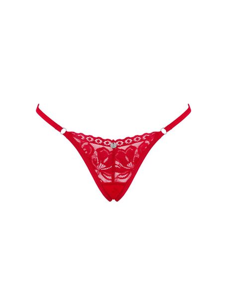 Мереживні стрінги Obsessive Lacelove thong XL/2XL Red, низька посадка Sex Aura | Зображення 2