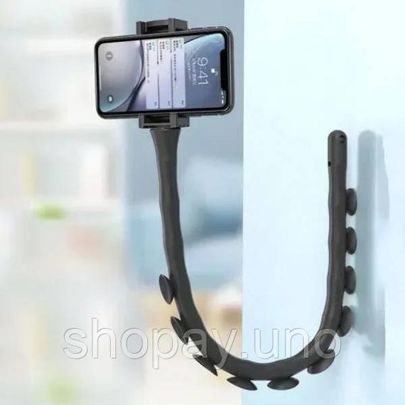 Гнучкий тримач для телефону з універсальними присосками Cute Worm Lazy Holder. Колір: чорний IL-80 | Зображення 5