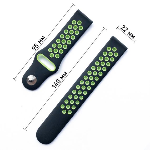 Спортивний ремінець Primolux Perfor Sport з перфорацією для годинника Samsung Galaxy Watch 3 45mm - Black&Green | Зображення 4