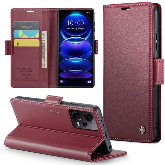 Кожаный чехол-книжка Retro Case для Xiaomi Redmi Note 12 Pro 5G / Poco X5 Pro цвет Красный