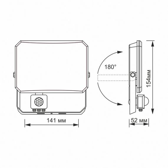 Світлодіодний прожектор з датчиком руху VIDEX F3 30W 5000K 220V Black (VLE-F3-0305B-S) | Зображення 4