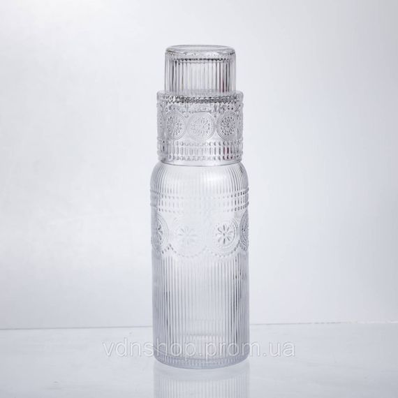 Глечик 700 мл зі склянкою 1 (шт) графин для компоту соку води лимонаду глечик для напоїв Прозорий HP-19-L4