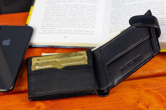Стильне чоловічий портмоне з натуральної шкіри ST Leather B-MS34 Чорний | Зображення 8