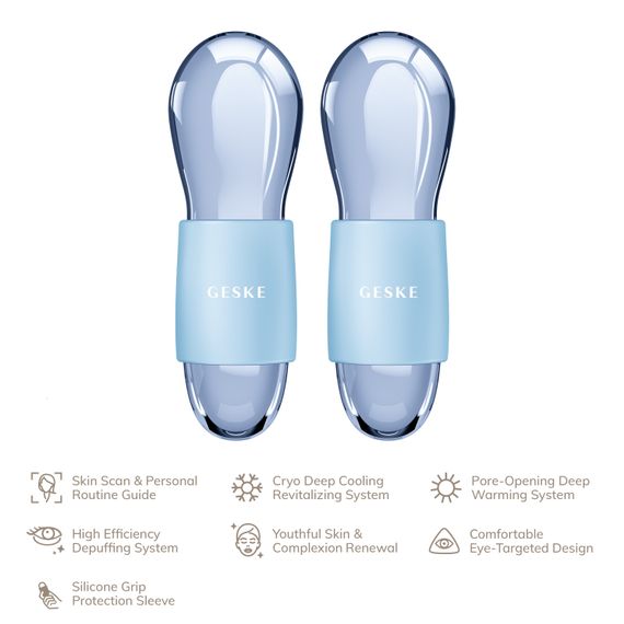 Подвійний масажер для очей GESKE Cool&Warm Duo Eye Massager 7в1 starlight, Блакитний | Зображення 1