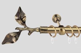 Карниз для штор металлический, однорядный 19 мм Лист Розы Антик 300 см.