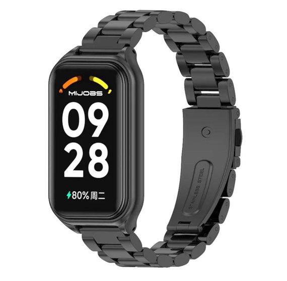 Металевий ремінець Mijobs для фітнес браслета Xiaomi Mi Smart Band 8 Active - Black | Зображення 1