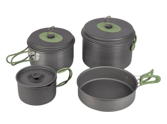 Набір посуду Bo-Camp Explorer 4 Pieces Hard Anodized Grey/Green (2200244) (DAS301407)