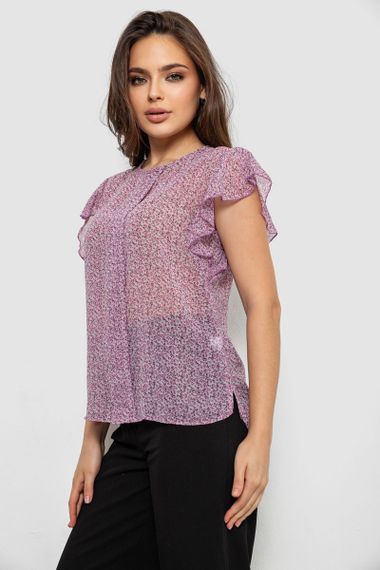 Блуза з принтом, колір сливовий, 230R0205-1 | Зображення 2
