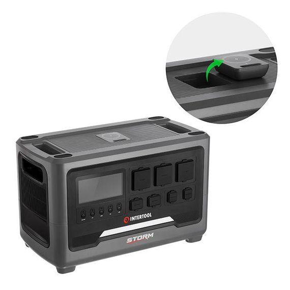 Станція зарядна портативна 2.4 кВт, 2048 Втг, LiFeP04, бездротова зарядка, знімний повербанк, STORM INTERTOOL | Зображення 2