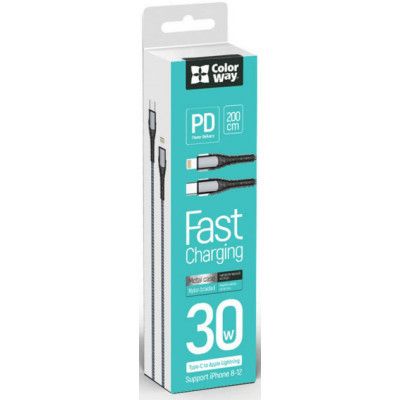 Дата кабель USB-C to Lightning 2.0m ColorWay (CW-CBPDCL036-GR) | Зображення 1