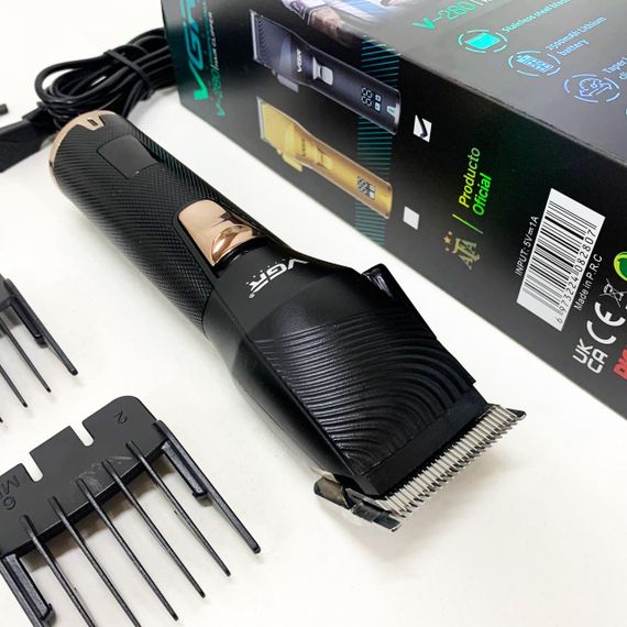 Акумуляторна машинка для стрижки волосся VGR V-280 з дисплеєм та насадками якісна. Колір: чорний | Зображення 3