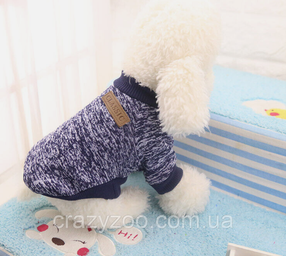 Кофта для собак та котів EcoToys Black Blue M ряба темно-синя A: 30 см B: 37 см C: 24 см 7119 | Зображення 8