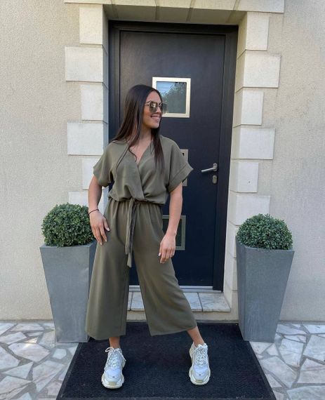 Женский летний комбинезон с укороченными штанами BF832 цвет хаки, размер 42/44 | Зображення 1