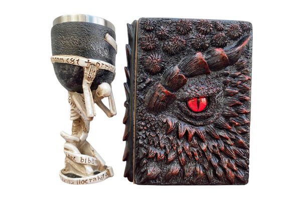 Подарунковий набір Келих 3D Скелет на Колені та Блокнот 3D «Око Пламінного Дракона»