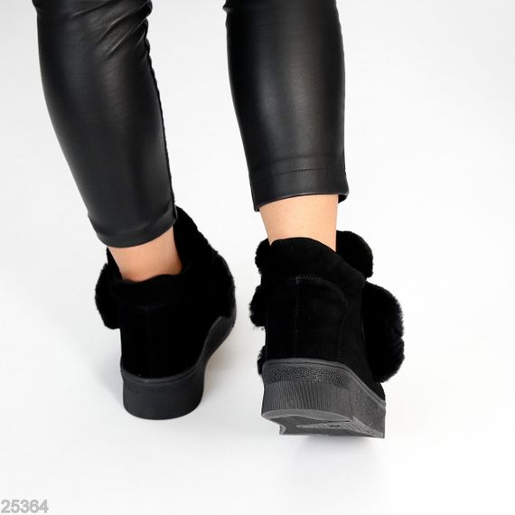 Молодежные спортивные зимние черные ботинки натуральная замша с опушкой | Зображення 4