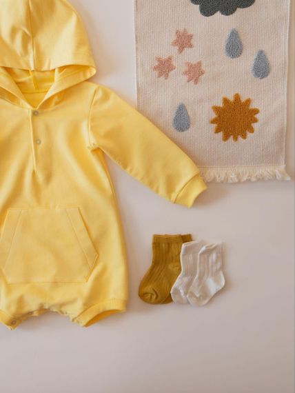 Боді світшот для малюка з капюшоном і кишенею, колір світлий лимон, 0–24 міс 86