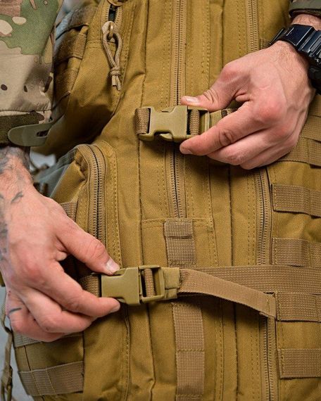 Мілітарі рюкзак 45 л тактичний наплічник для походів армійський рюкзак для полювання та риболовлі койот | Зображення 4