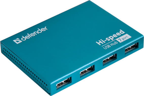 USB-хаб Defender Septima Slim+Adapterб 7xUSB 2.0 220V (83505)