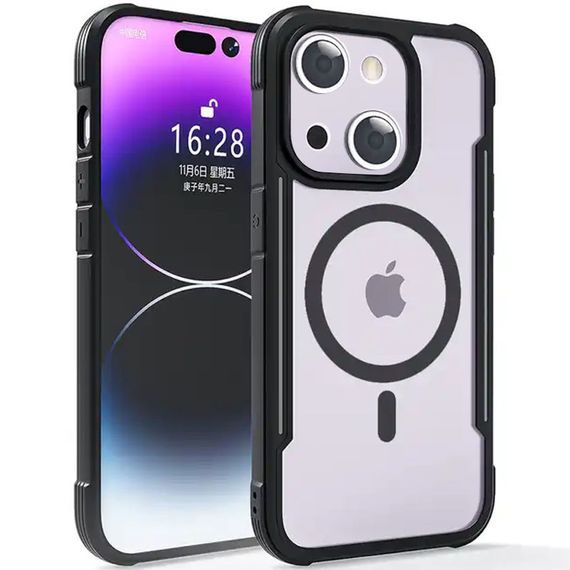 TPU+PC чохол Defense Clear with MagSafe для Apple iPhone 15 (6.1") Чорний