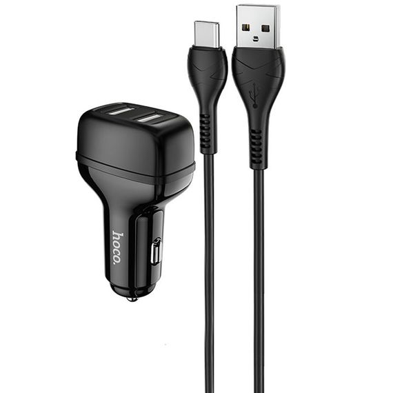 АЗП Hoco Z36 Leader 2.4A (2USB-A) + кабель USB to Type-C Чорний