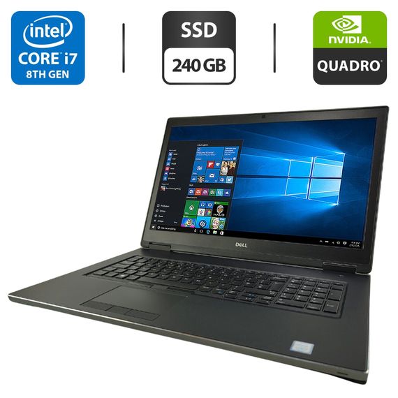 Мобильная рабочая станция Dell Precision 7730 / 17.3" (1920x1080) IPS / Intel Core i7-8750H (6 (12) ядер по 2.2 - 4.1 GHz) / 16 GB DDR4 / 240 GB SSD / nVidia Quadro P3200, 6 GB GDDR5, 192-bit / WebCam б/у