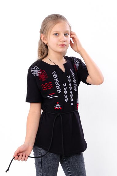 Вишиванка для дівчинки з коротким рукавом Носи своє 164 Чорний (p-16438-189822) | Зображення 2
