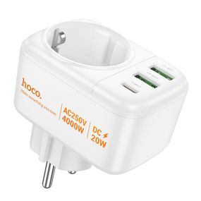 МЗП Hoco AC26 Changer Outlet Extender 20W (2USB-A/1C/1Socket) White