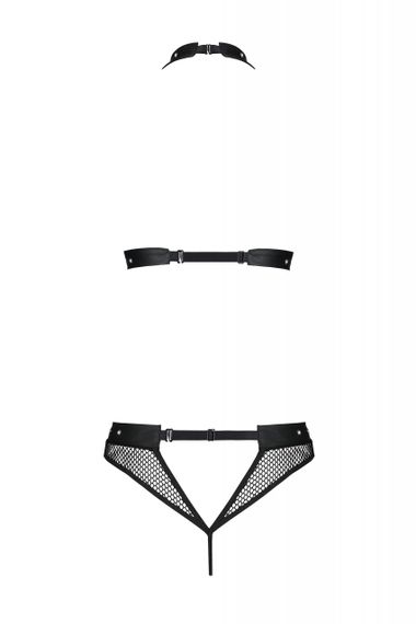 Комплект білизни в сіточку з відкритим доступом MOONLIGHT SET black S/M - Passion | Зображення 3