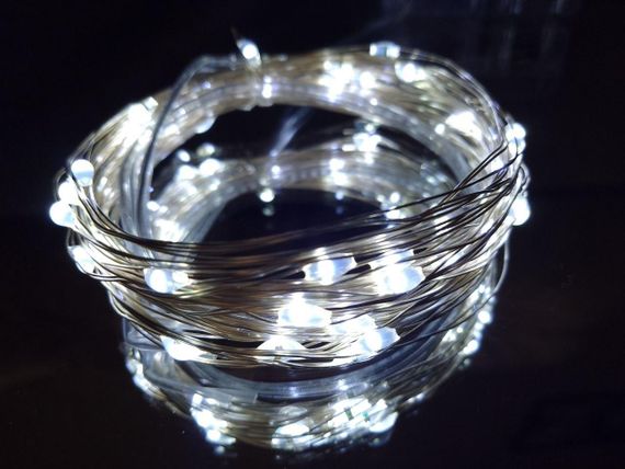 Гирлянда на батарейках (3шт АА) "светодиодные капли" 5м, 50LED, холодный белый цвет