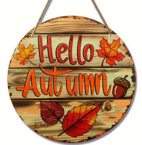 Табличка / постер  ( дерево) Привіт осінь / "Hello Autumn "  декор