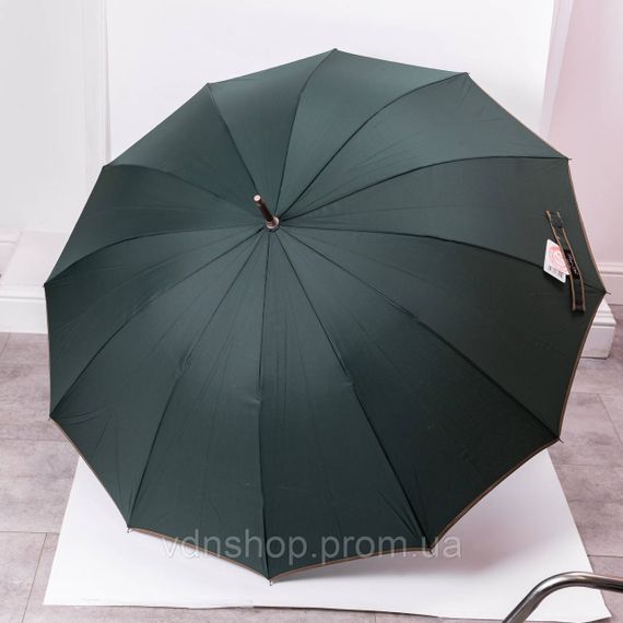 Класична парасолька-тростина з чохлом напівавтомат з поліестеру міцна надійна 12 спиць діаметр 120 см Зелений HP-23-16GR