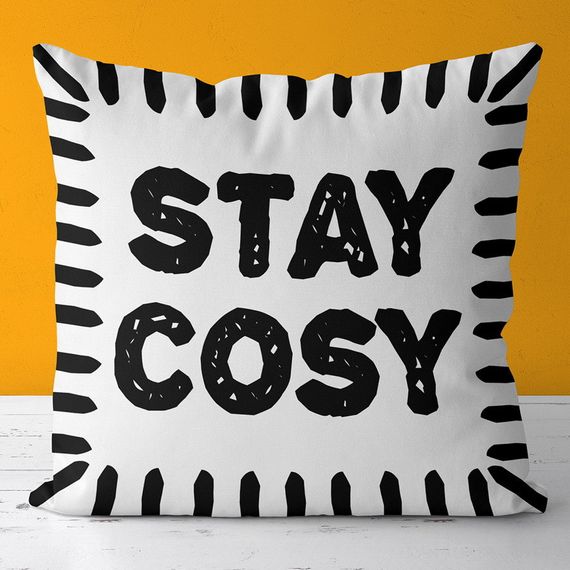 Подушка габардинова з принтом Stay cosy 30x30 (3P_CASA052)