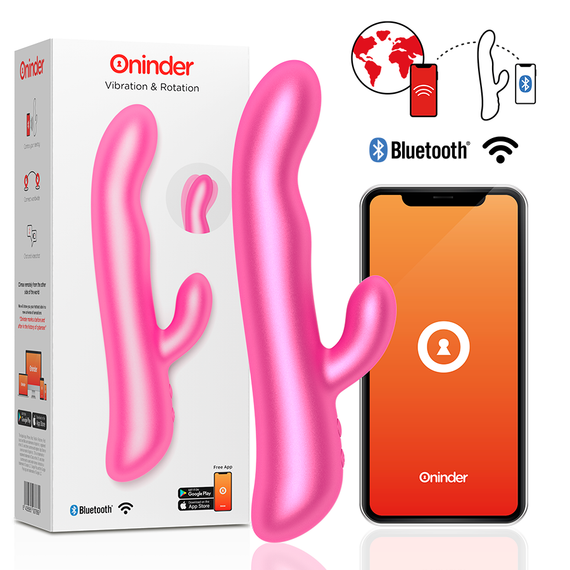 Смарт вибратор-кролик с подвижной головкой VIBRATION & ROTATION, розовый Oninder (Испания) Sex Aura