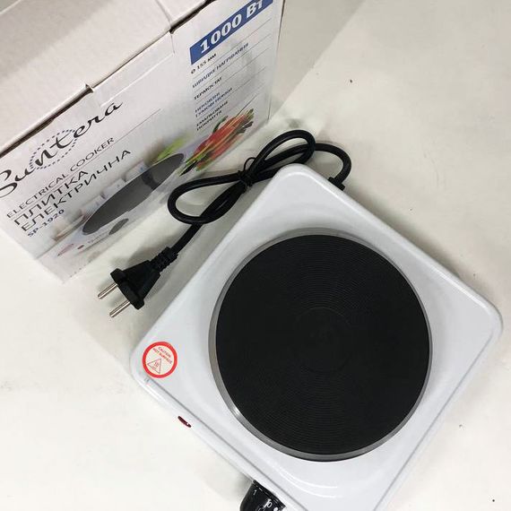 Електронні кухонні плити побутові настільні Suntera SP-1920 белая, Електрична плитка одноконфорочна XG-31