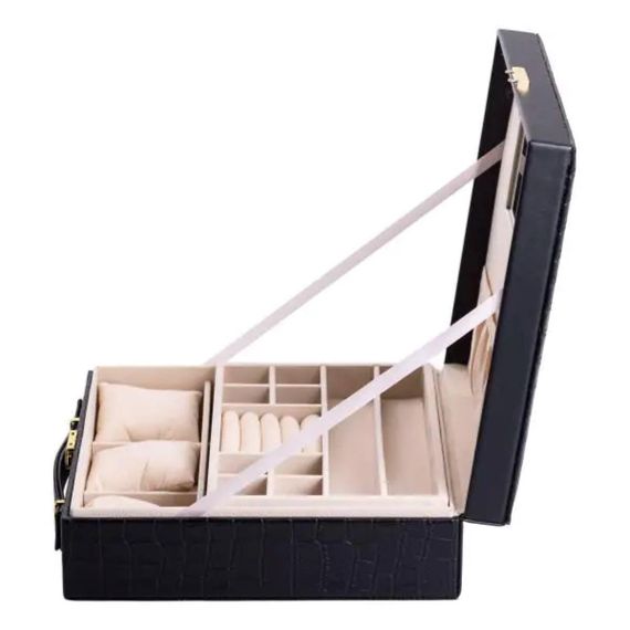 Скринька для прикрас з еко шкіри 2 яруси органайзер для ювелірних виробів HP-5-35B | Зображення 3