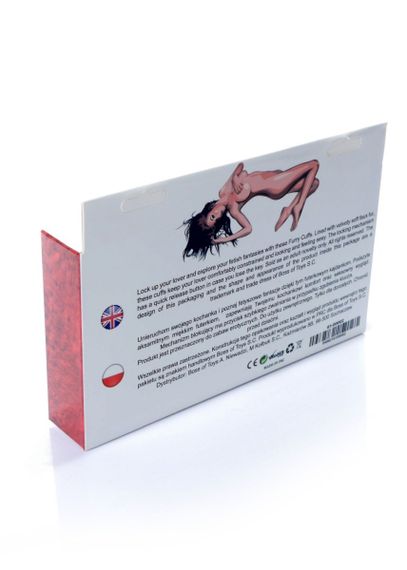 Наручники з пухнастим хутром Boss Series Furry Cuffs червоні | Зображення 4