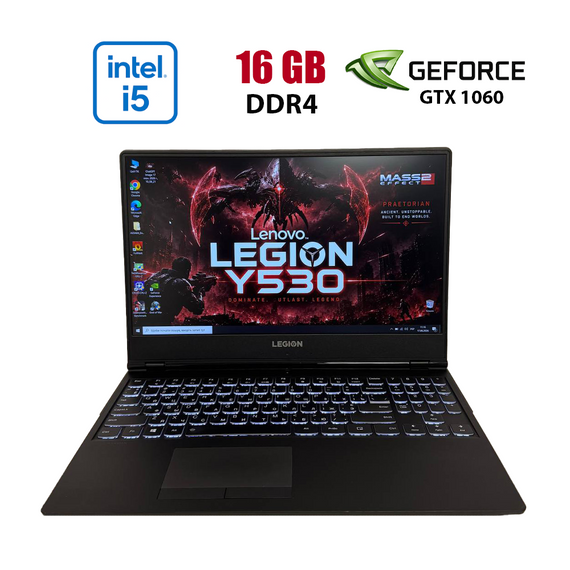 Ігровий ноутбук Lenovo Legion Y530-15ICH / 15.6" (1920x1080) IPS / Intel Core i5-8300H (4 (8) ядра по 2.3 - 4.0 GHz) / 16 GB DDR4 / 128 GB SSD + 1000 GB HDD / nVidia GeForce GTX 1060, 3 GB GDDR5, 192-bit / WebCam б/в