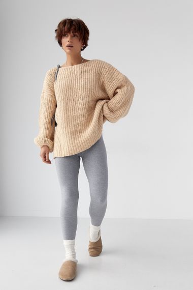 Трикотажні лосини з начосом - сірий цвет, ONE SIZE (є розміри) | Зображення 2